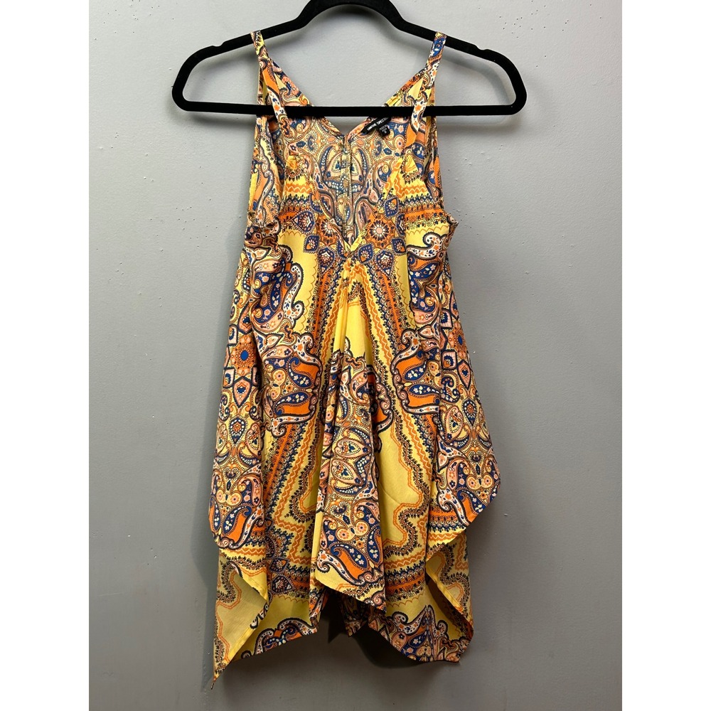 Unique Spectrum Women's Top Sleeveless Paisley Yellow Orange Blue Small S